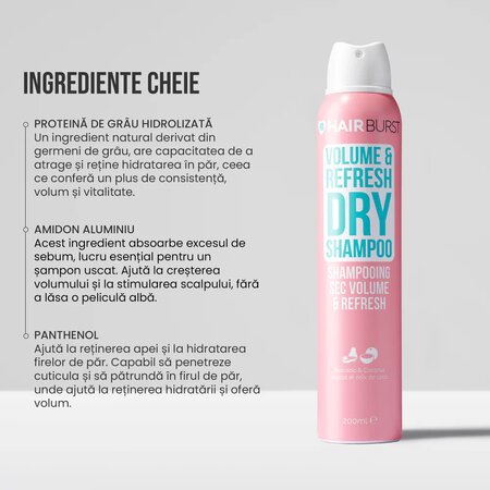 Sampon uscat pentru volum si reimprospatarea parului, 200 ml, Hairburst 667297
