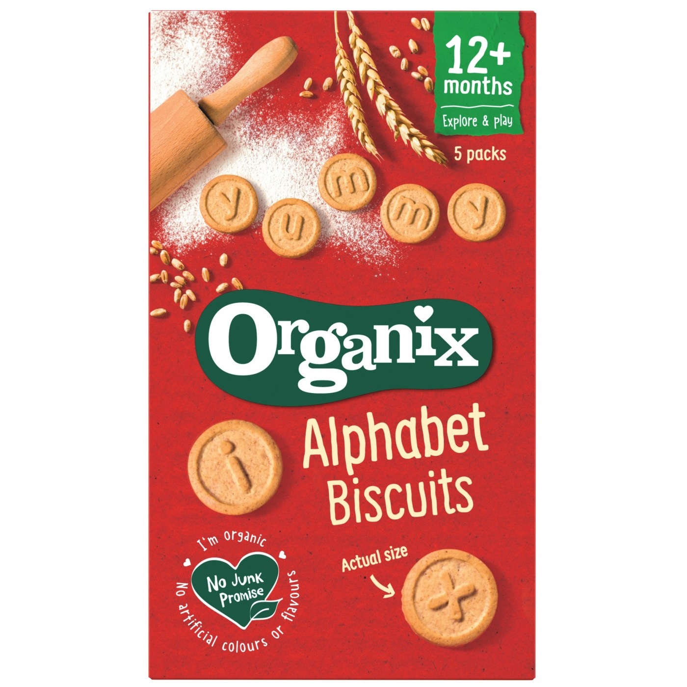 Biscuiti Bio Alfabet, +12 luni, 5 pungute x 25 g, Organix