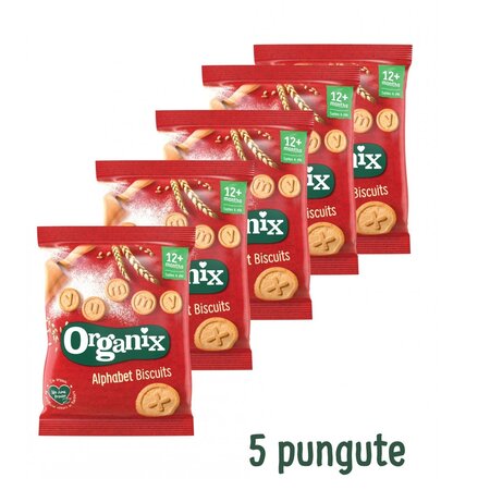 Biscuiti Bio Alfabet, 12 luni+, 5 pungute x 25 g, Organix 522100