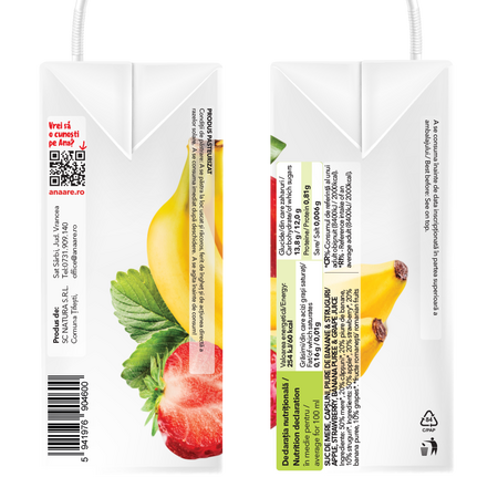 Suc de mere, capsuni si banane, 200 ml, Ana Are 616813