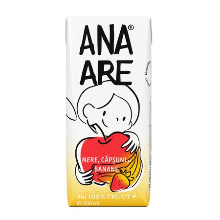 Suc de mere, capsuni si banane, 200 ml, Ana Are