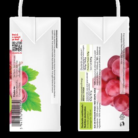 Suc de struguri rosii, 200 ml, Ana Are 616799
