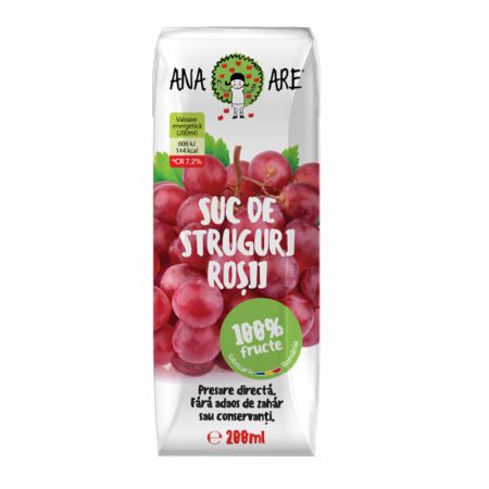 Suc de struguri rosii, 200 ml, Ana Are