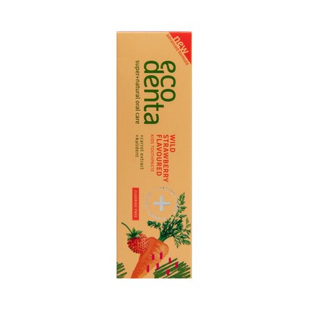 Pasta de dinti pentru copii cu aroma de capsuni si morcov, 75 ml, Ecodenta 560416