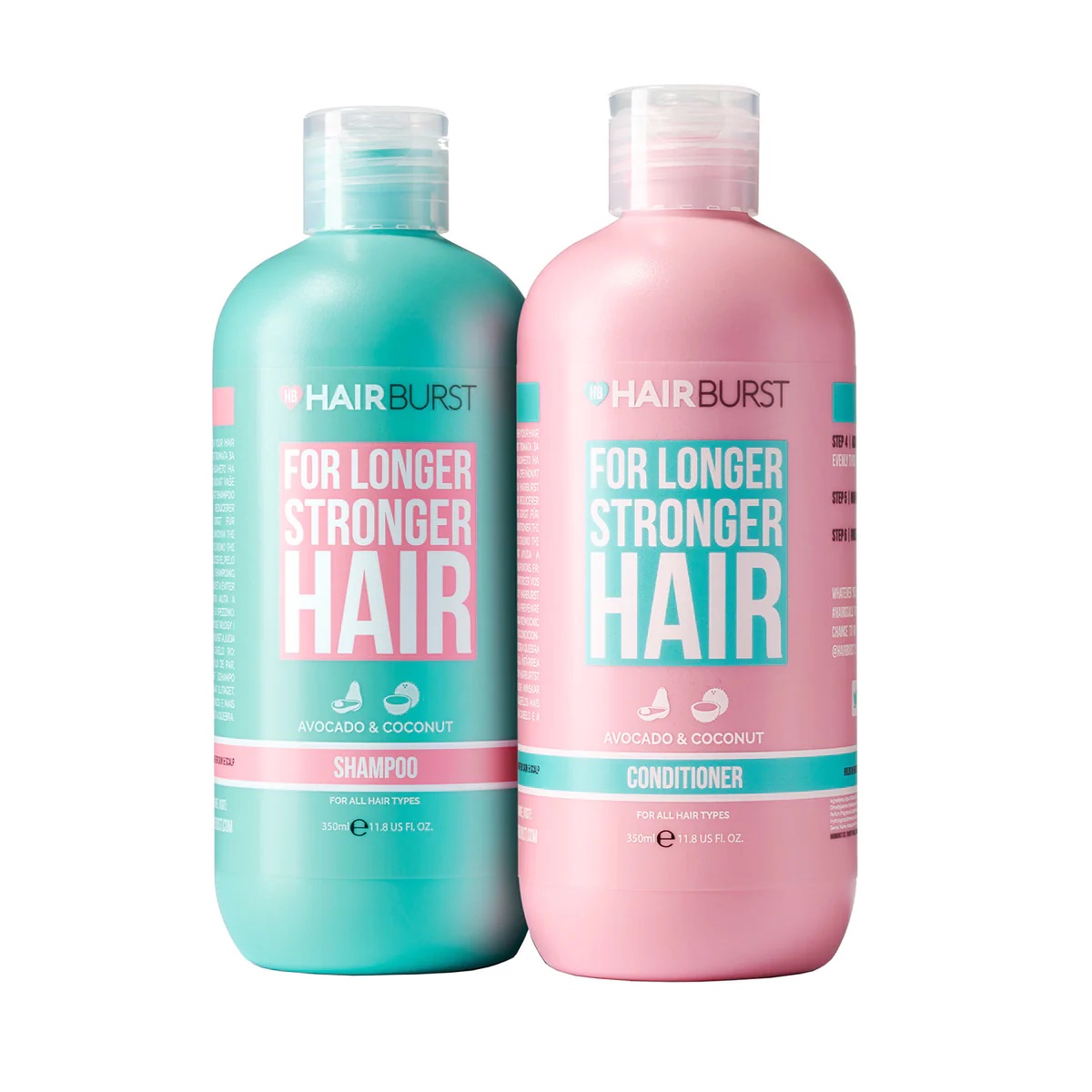 Set sampon si balsam pentru fortifierea si accelerarea cresterii parului, 2 x 350 ml, Hairburst