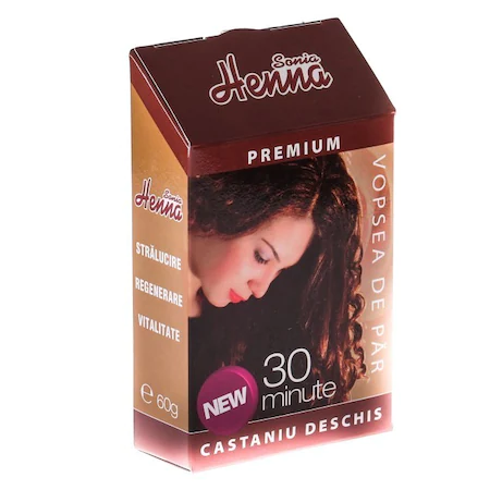 Vopsea de par Sonia Henna, castaniu deschis, 60 g, Kian Cosmetics