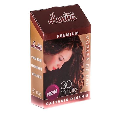 Vopsea de par Sonia Henna, castaniu deschis, 60g, Kian Cosmetics