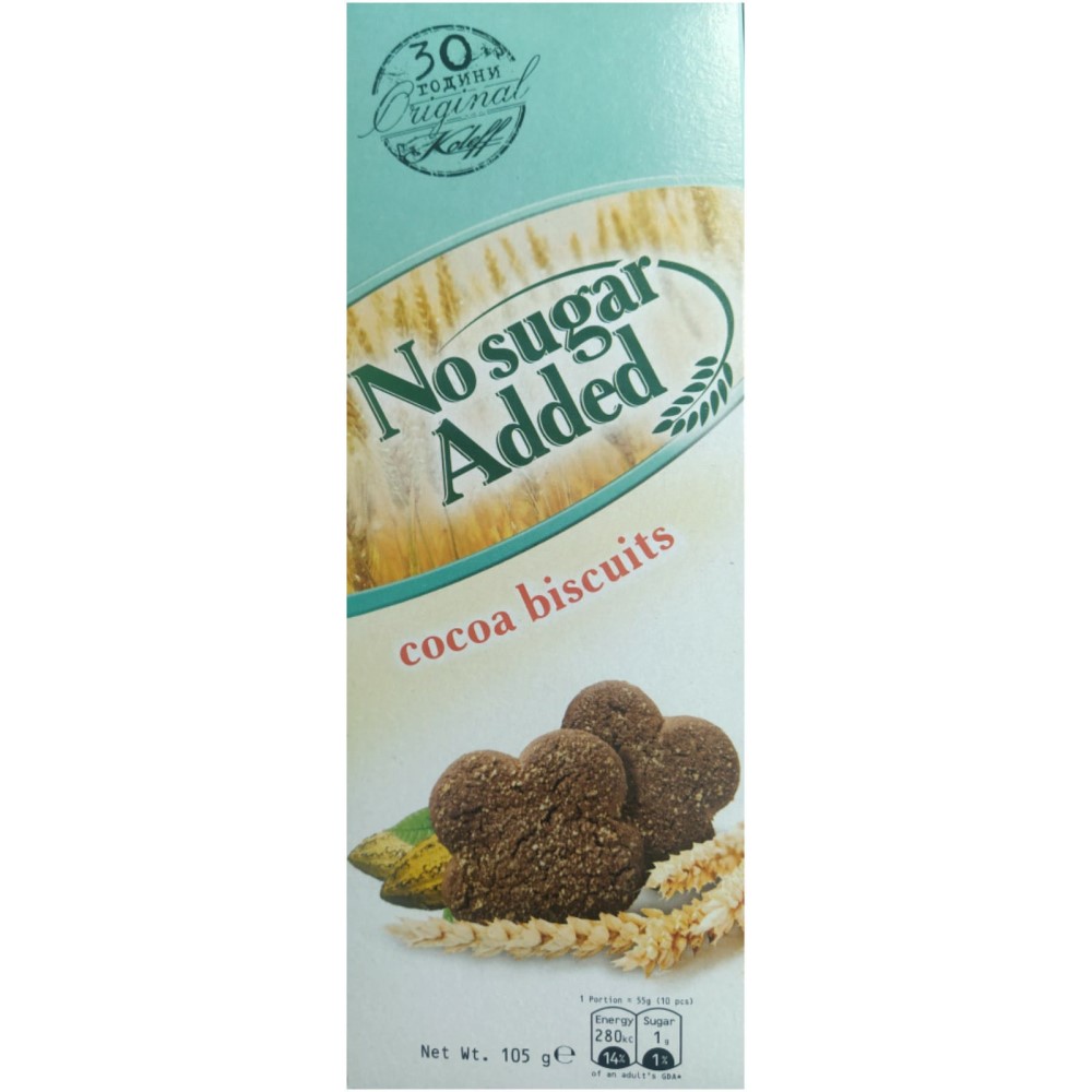 Biscuiti fara zahar cu cacao, 105g, Koleff