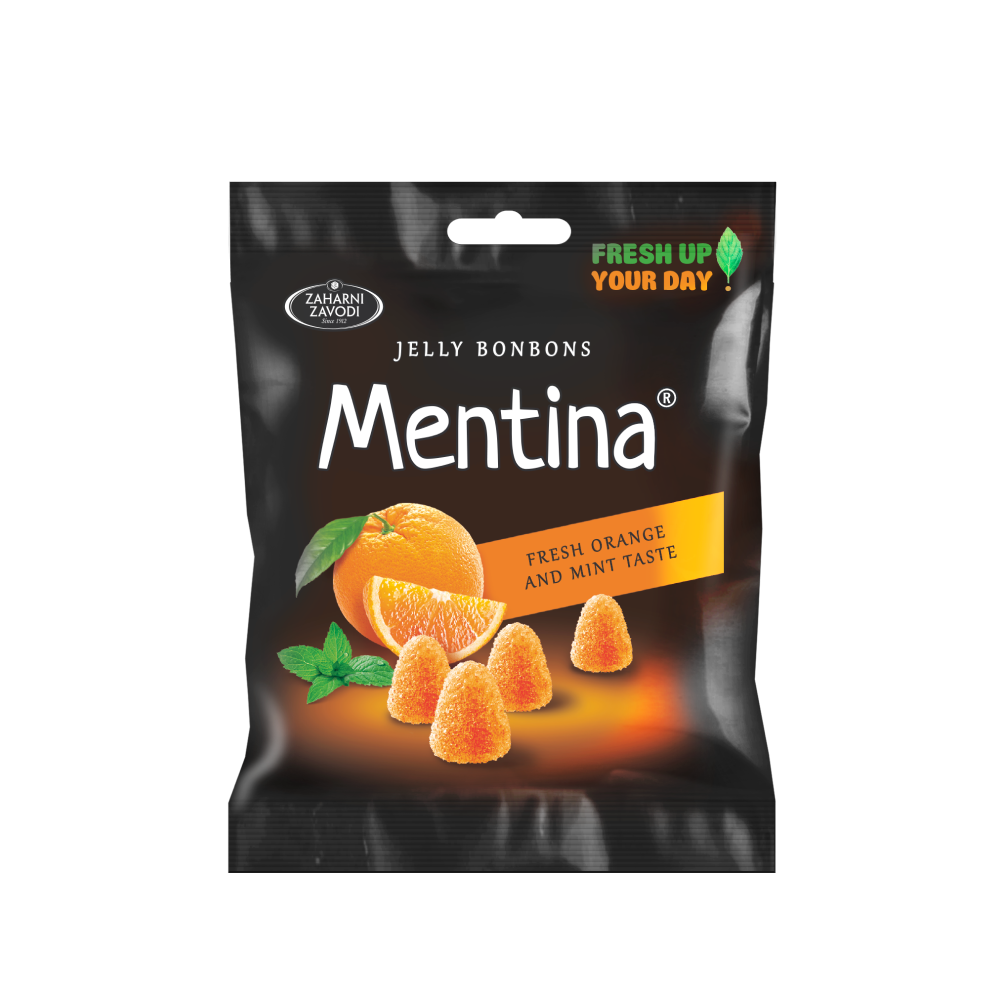 Jeleuri cu aroma de menta si portocale, 80g, Mentina