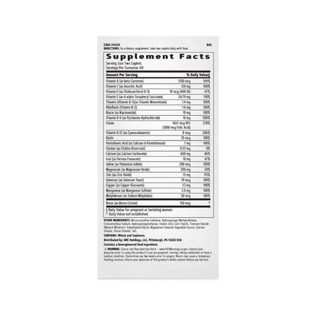 Women`s Prenatal Formula cu Fier (286322), 120 tablete, GNC 820170