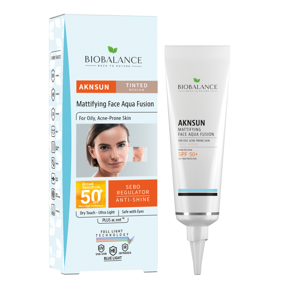 Crema protectie solara SPF 50+, matifianta pentru ten acneic si gras, Medium AknSun, 40 ml, Bio Balance