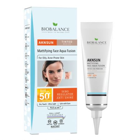 Crema protectie solara SPF 50+, matifianta pentru ten acneic si gras, Medium, 40 ml, Bio Balance