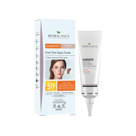 Crema solara SPF 50+ uniformizanta, impotriva petelor pigmentare, Medium Aqua Fusion, 40 ml, Bio Balance