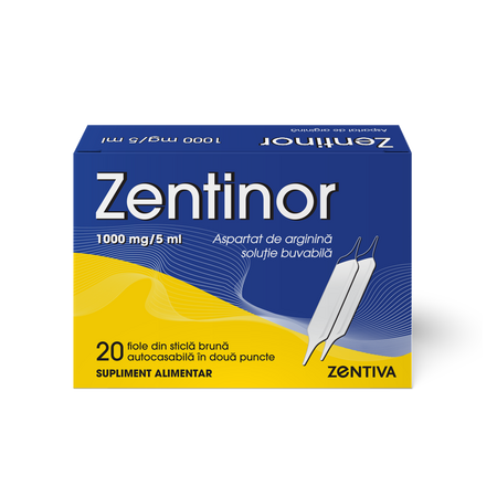 Zentinor, aspartat de arginina1000 mg/5ml, 20 fiole buvabile, Zentiva