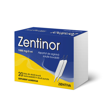 Zentinor, aspartat de arginina1000 mg/5ml, 20 fiole buvabile, Zentiva 644712