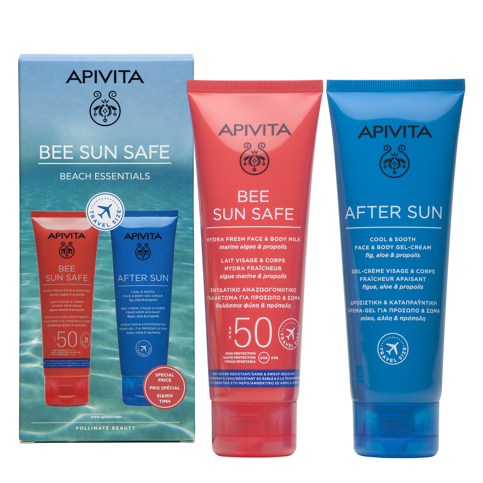 Pachet Lapte corp SPF50 & Gel-crema after sun Bee Sun Safe, Apivita