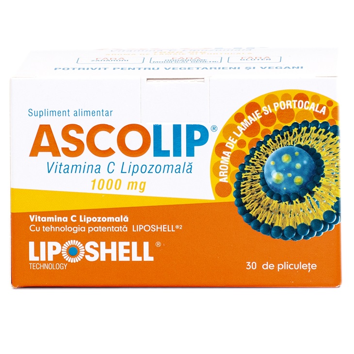 Vitamina C lipozomala cu aroma de portocala, 30 de plicuri, Liposhell