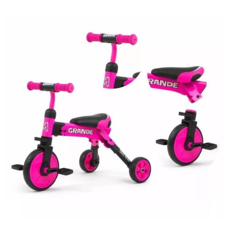 Tricicleta pliabila transformabila Grande, Pink, +12 luni, Milly Mally 561396