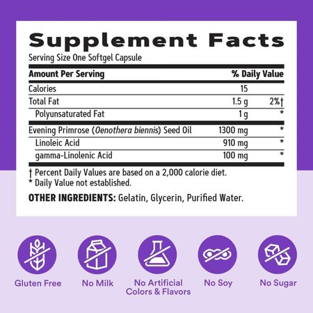 Ulei de Luminita Noptii Women's, 1300 mg, 90 capsule, GNC 820088
