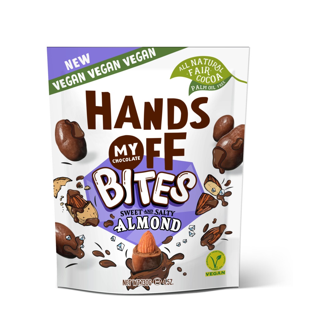 Migdale invelite in ciocolata Bites Almond, 130 g, Hands Off