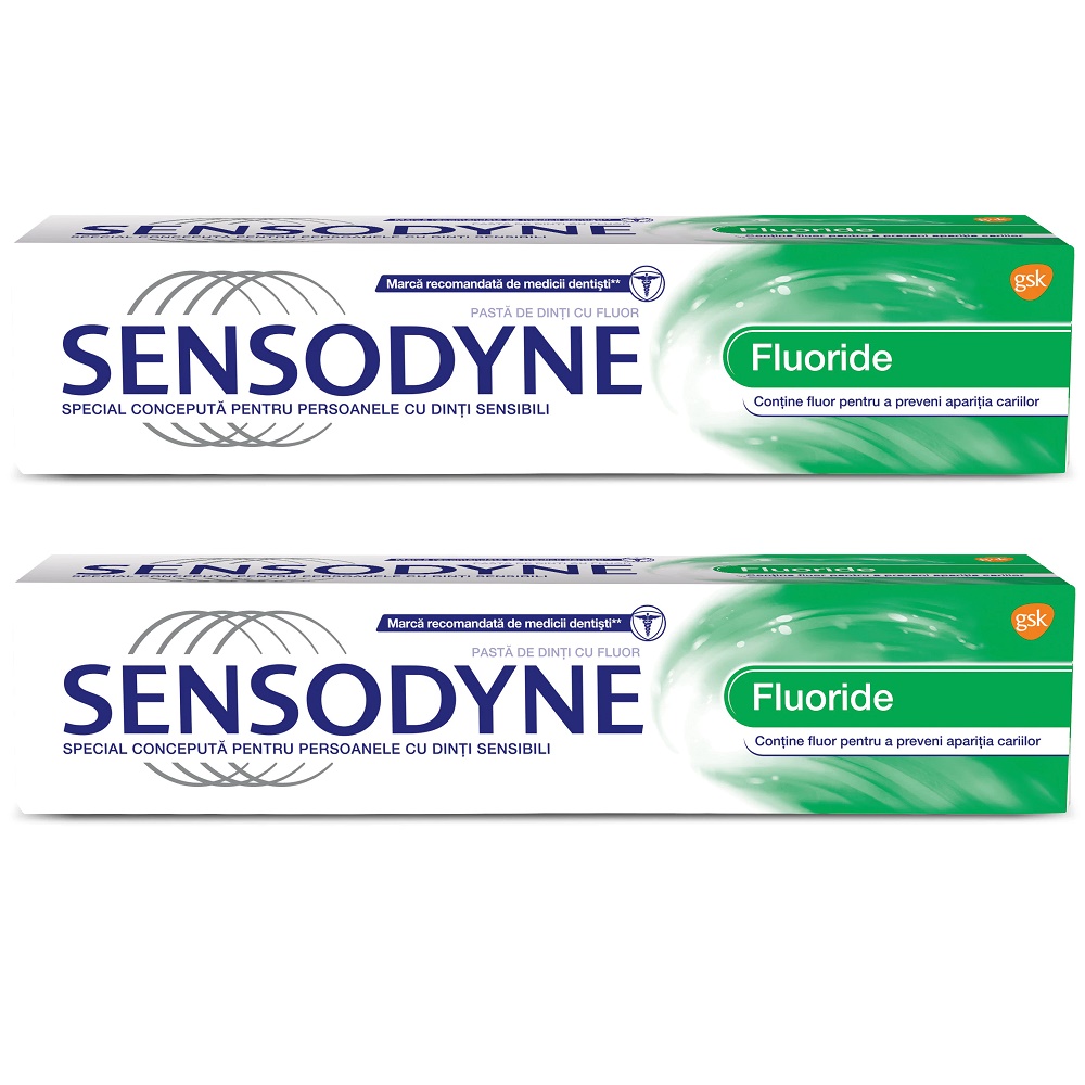 Pachet Pasta de dinti Fluoride, 100 ml +100 ml, Sensodyne