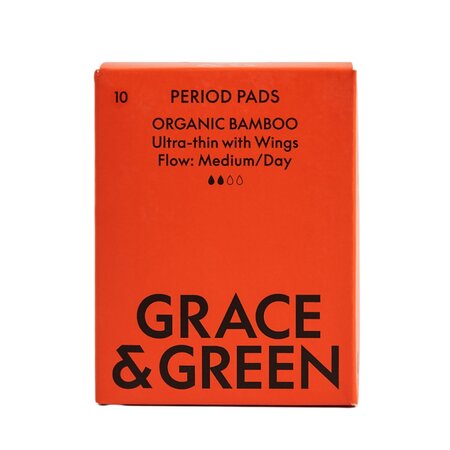 Absorbante de zi din bambus cu aripioare, 1 x 10 bucati, Grace and Green
