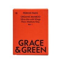 Absorbante de zi din bambus cu aripioare, 1 x 10 bucati, Grace and Green