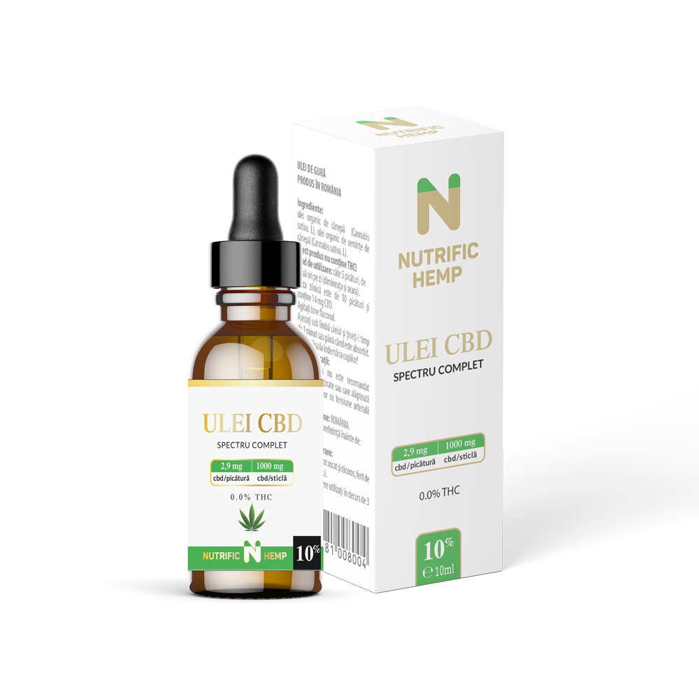 Ulei CBD 10% cu spectru complet, 1000 mg CBD, 10 ml, Nutrific