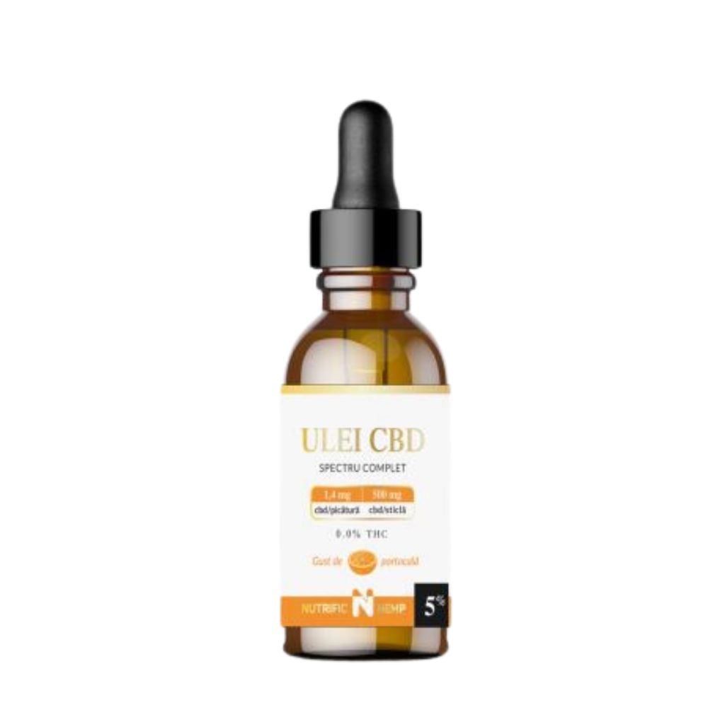 Ulei CBD 5% cu gust de portocala, 500 mg CBD, 10 ml, Nutrific