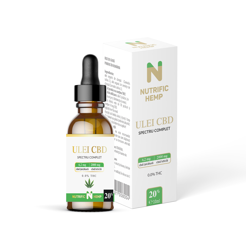 Ulei CBD 20% spectru complet, 2000 mg CBD, 10 ml, Nutrific