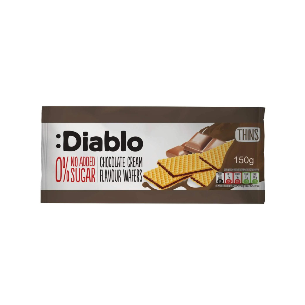 Napolitane fara zahar cu umplutura de ciocolata, 150 g, Diablo