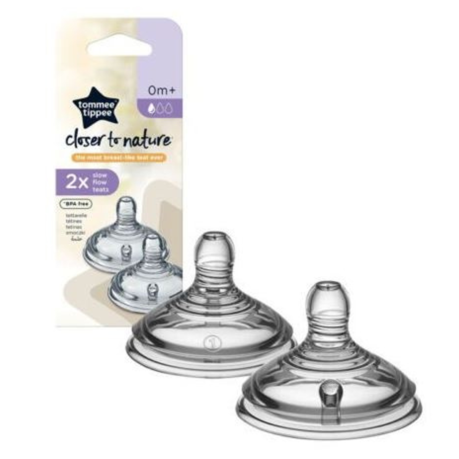 Tetina Closer to nature cu flux lent, 0 luni+, 2 bucati, Tommee Tippee