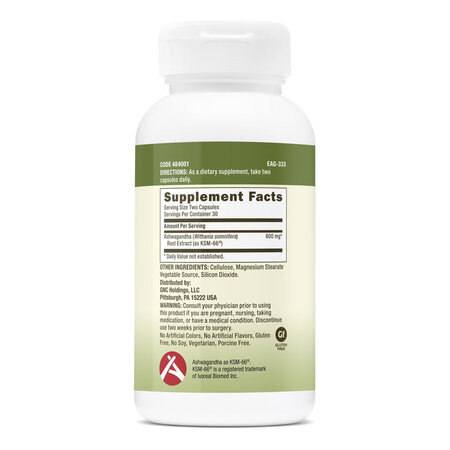 Ashwagandha, 600 mg, 60 capsule, GNC 740465