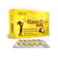 Vitamina D3 500 UI cu ulei de cocos, 30 capsule, Zenyth