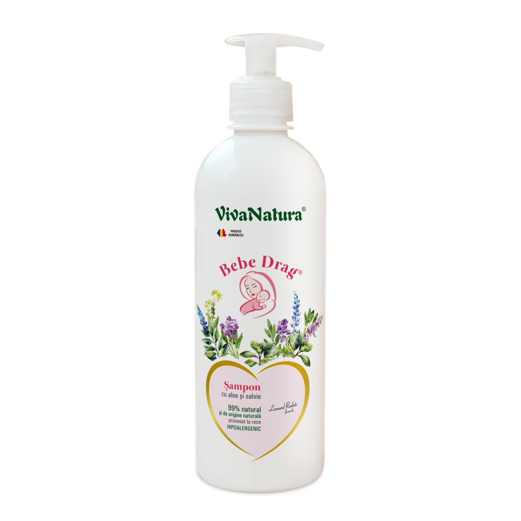 Sampon cu aloe si salvie Bebe Drag, 500 ml, Vivanatura