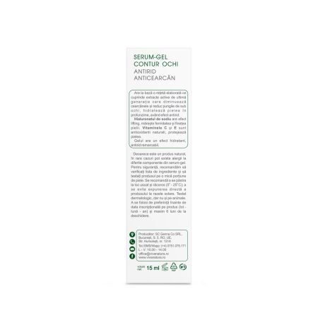 Serum-Gel contur ochi antirid cu aur si platina, 15 ml, Vivanatura 765485