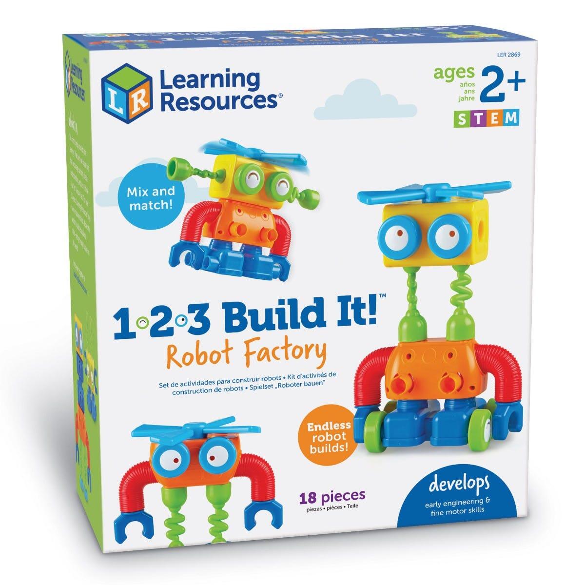 Joc Hai sa construim 1, 2, 3 Robotel Colorat, +2 ani, 18 piese, Learning Resources