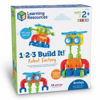 Joc Hai sa construim 1, 2, 3 Robotel Colorat, 2 ani+, 18 piese, Learning Resources