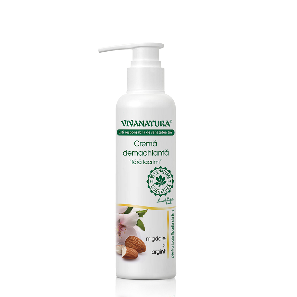 Crema demachianta cu migdale si argint, 145 ml, Vivanatura