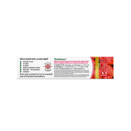 Pasta de dinti pentru copii cu aroma de capsuni GennaDent Junior, 50 ml, Vivanatura 765427