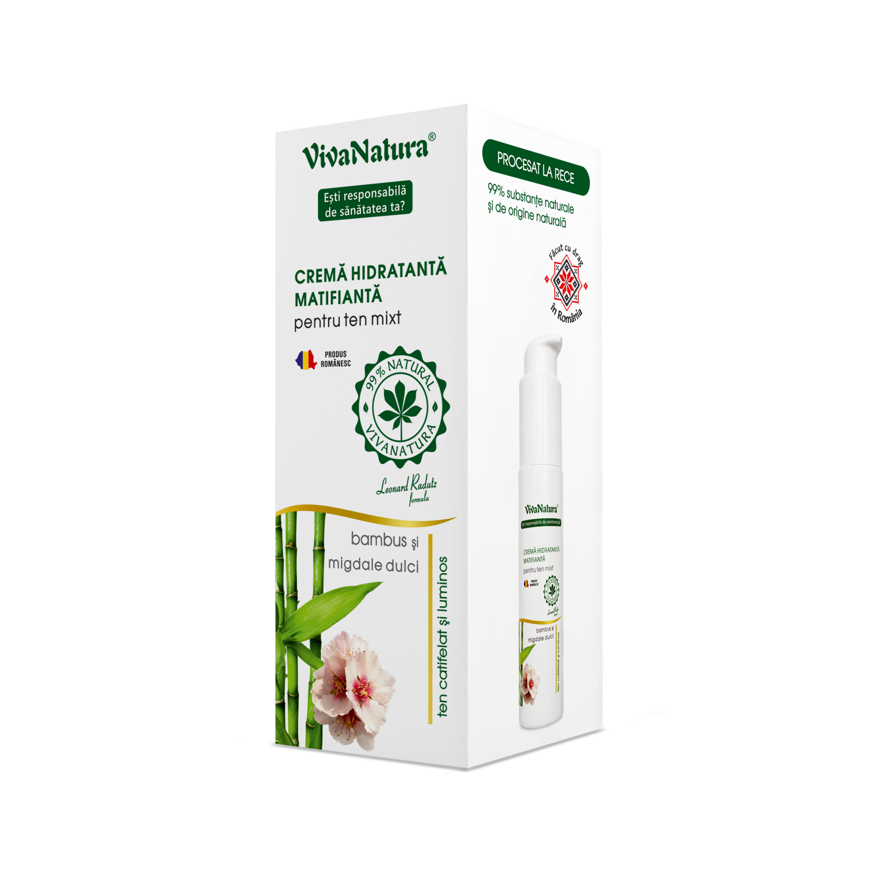 Crema hidratanta matifianta pentru ten mixt, 45 ml, Vivanatura