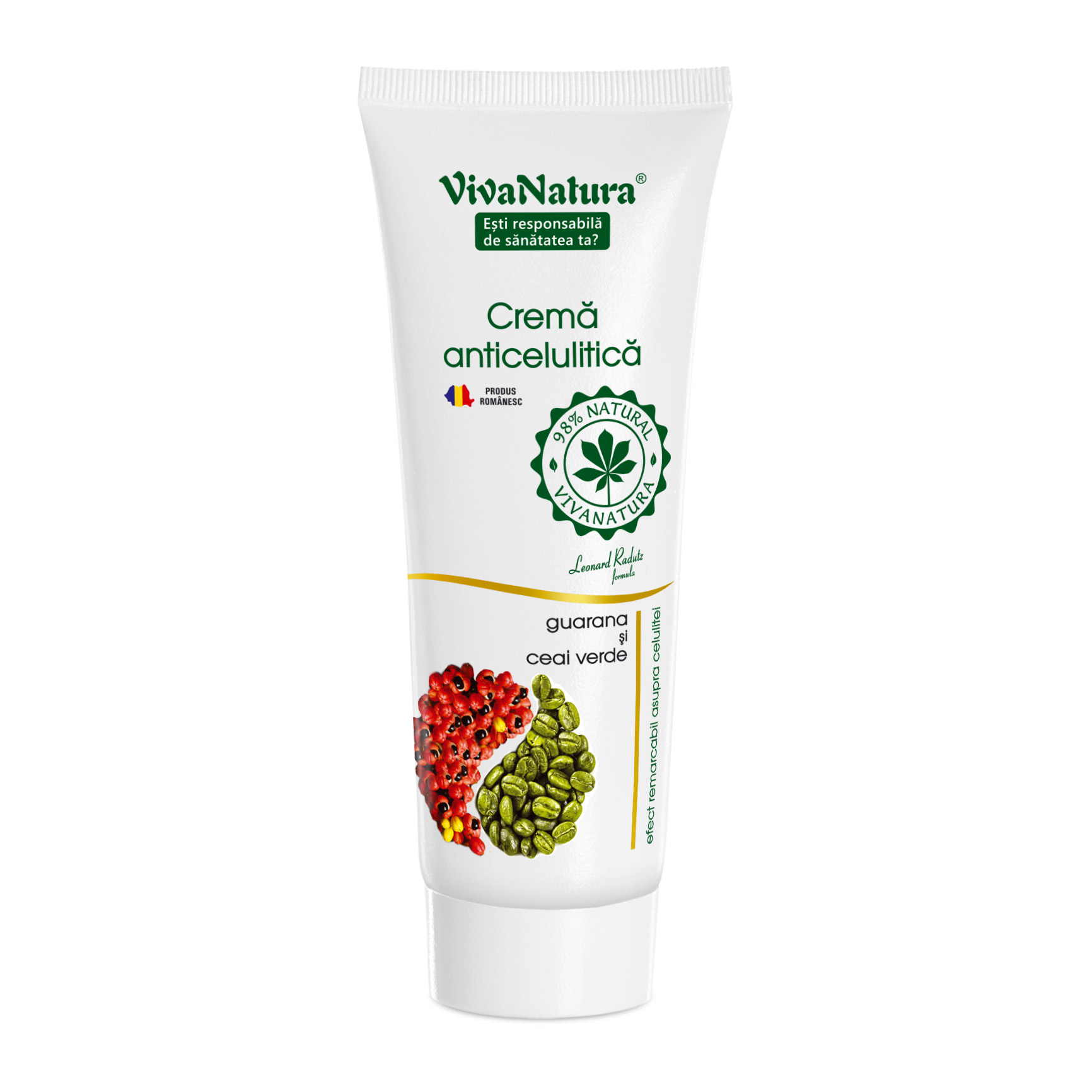 Crema anticelulitica cu guarana si ceai verde, 250 ml, Vivanatura