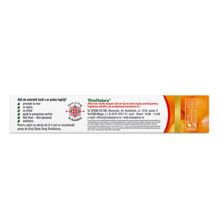 Pasta de dinti cu aroma de portocale GennaDent Junior, 80 ml, Vivanatura 765358