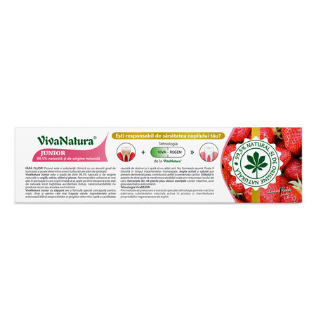 Pasta de dinti pentru copii cu aroma de capsuni GennaDent Junior, 80 ml, Vivanatura 765380