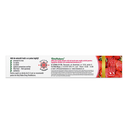 Pasta de dinti pentru copii cu aroma de capsuni GennaDent Junior, 80 ml, Vivanatura 765379