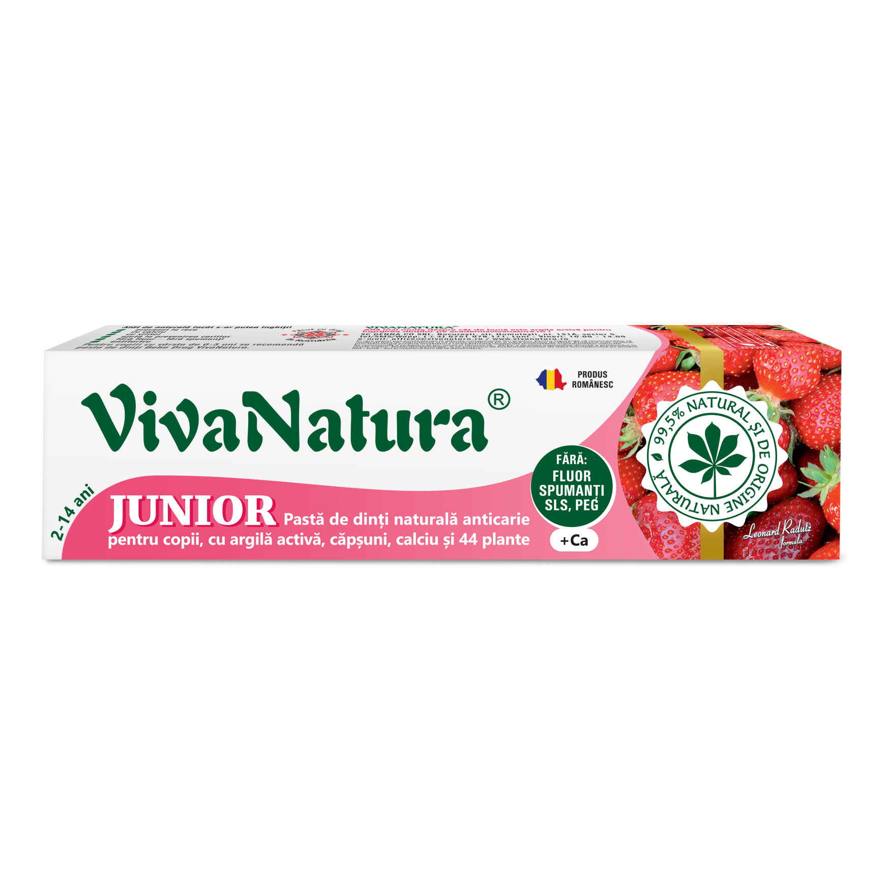 Pasta de dinti pentru copii cu aroma de capsuni GennaDent Junior, 80 ml, Vivanatura