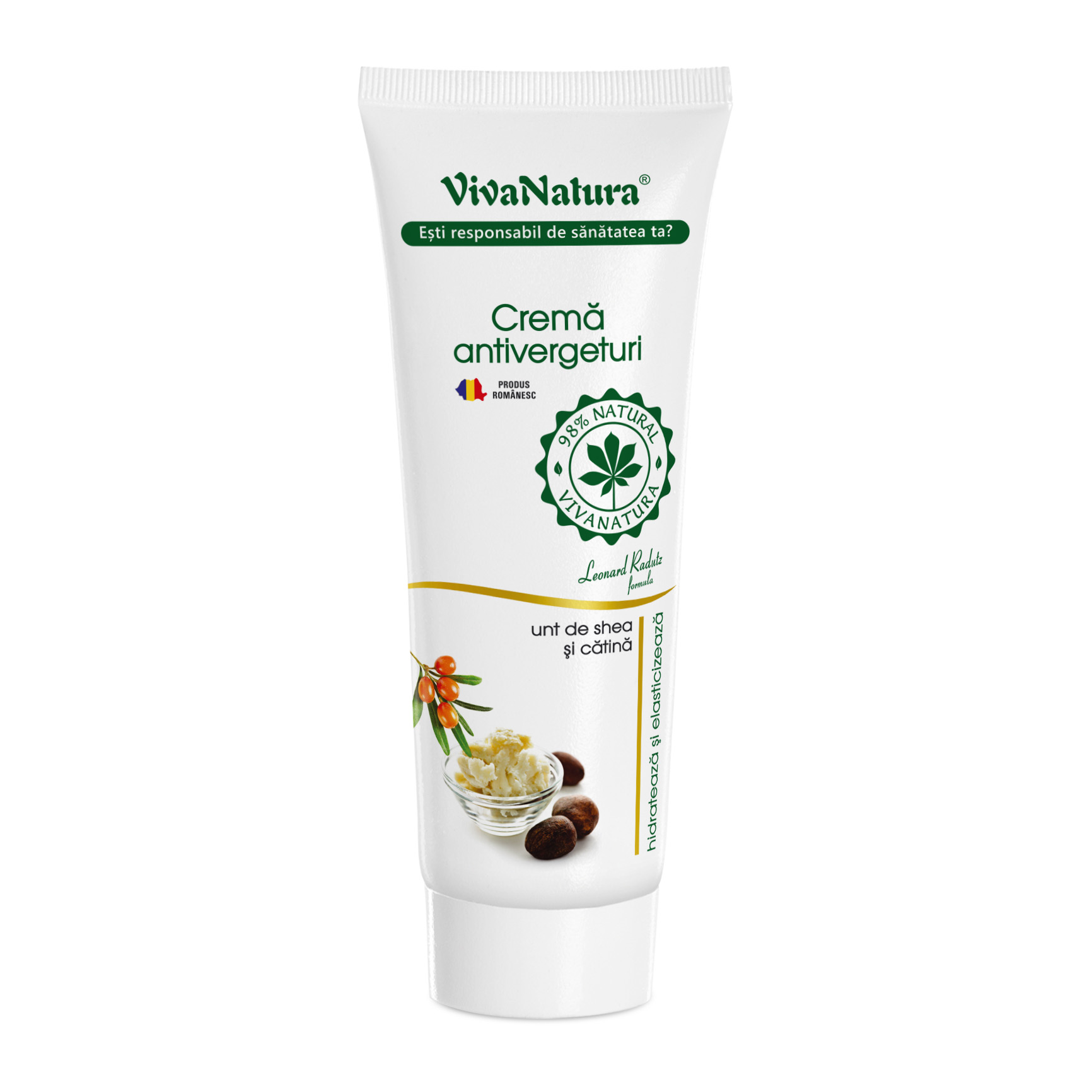 Crema antivergeturi cu unt de shea si catina, 250 ml, Vivanatura