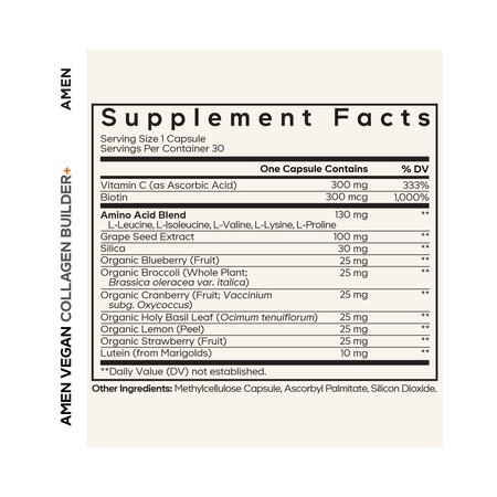 Colagen vegan cu biotina, luteina si vitamina C, 30 capsule, GNC 820129