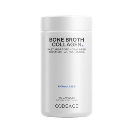 CodeAge Bone Broth Collagen Peptides Tip I, II si III, 180 capsule, GNC