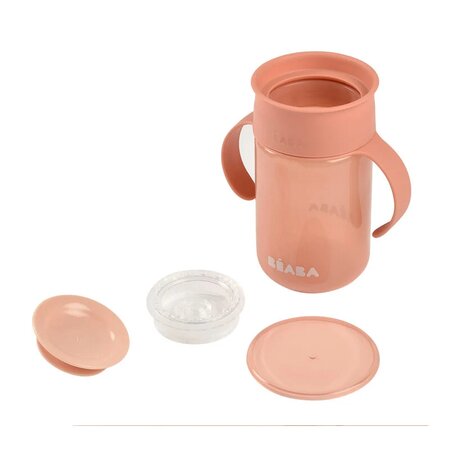 Cana de invatare, Pink, 12 luni+, 340 ml, Beaba 563384